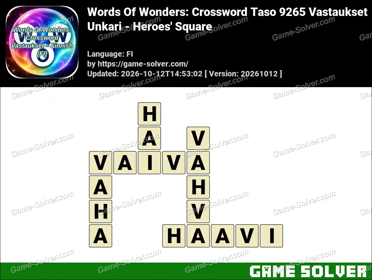 Words Of Wonders: Crossword Taso 9265 Vastaukset – Unkari – Heroes’ Square